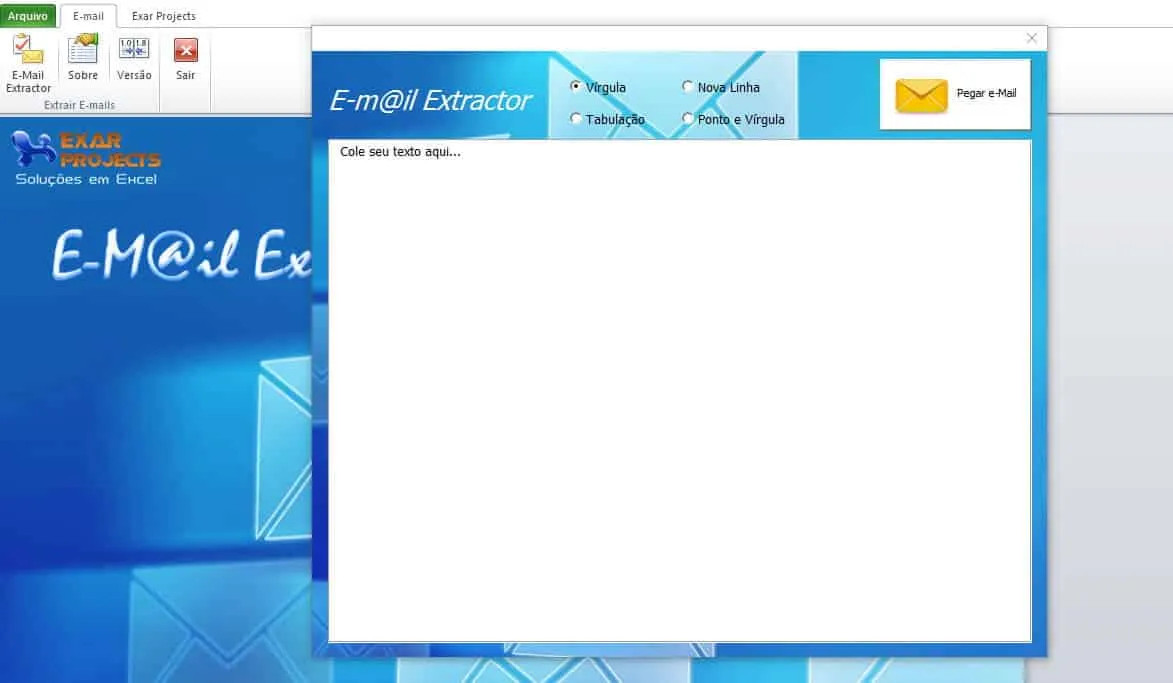 Extrair e-mail com Excel