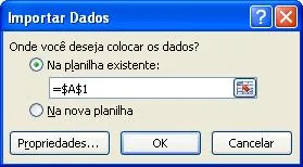 Excel obter dados externos da Web