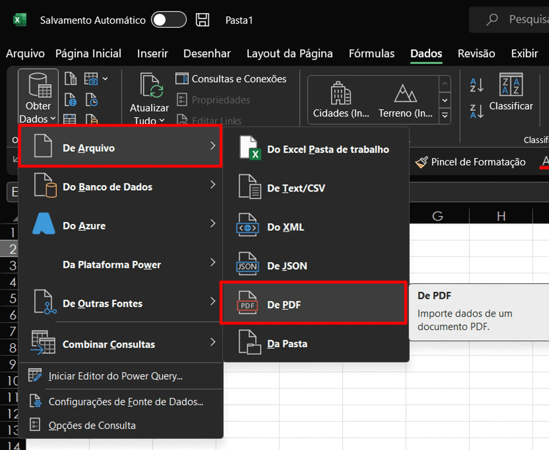 Como importar pdf no excel com power query 2