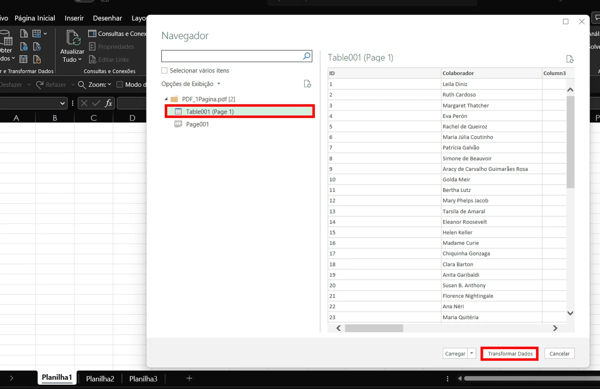 Como importar pdf no excel com power query 4
