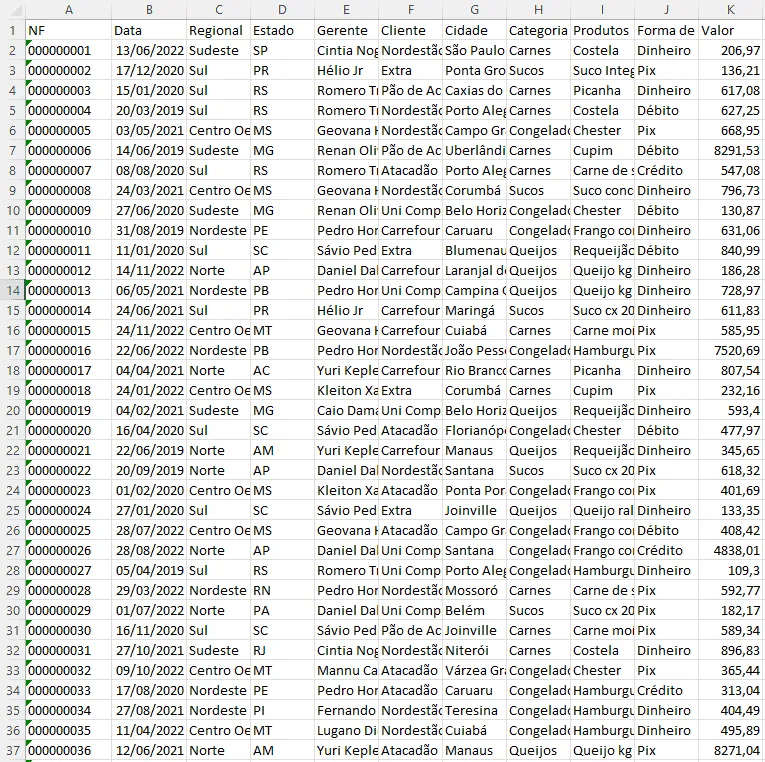 Importar txt para o Excel 14