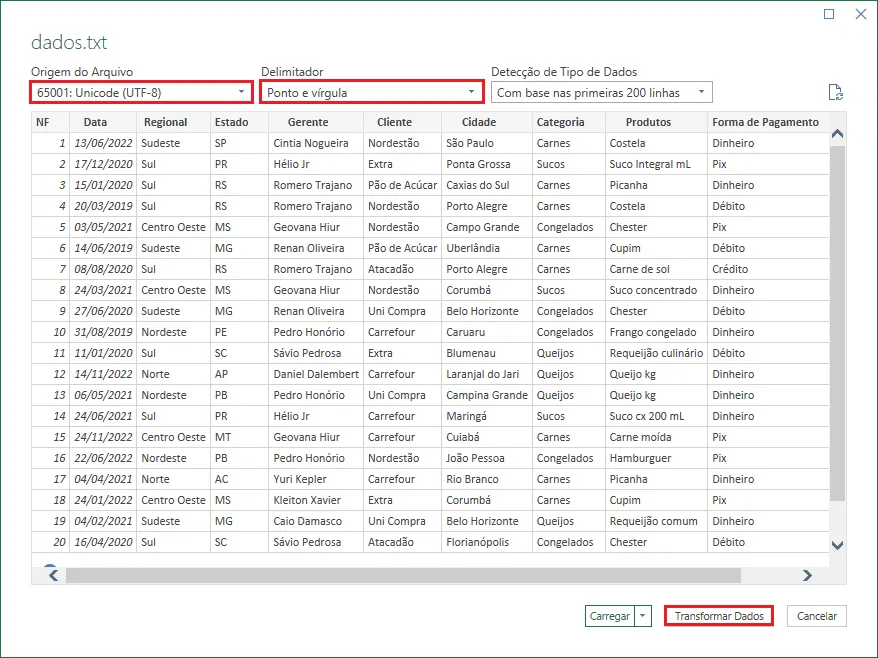 Importar txt para o Excel 17