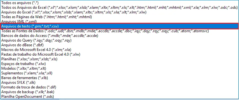 Importar txt para o Excel 3