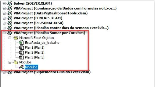 inserir funcao somase cor da celula no excel