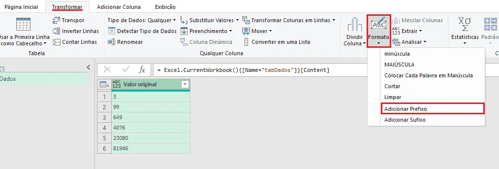 Inserir Zeros à Esquerda Usando Power Query 5