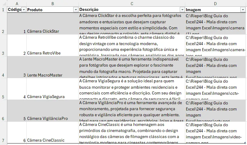 mala direta com imagens no word com excel 1