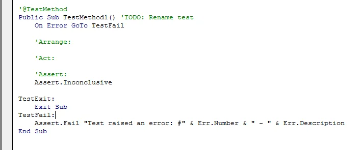 Teste unitário Excel VBA