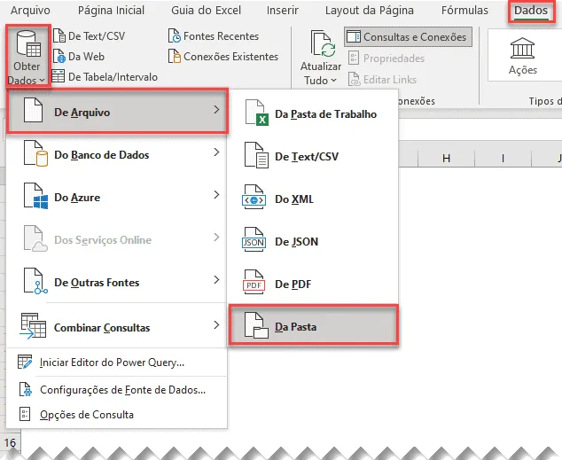 Mudar pasta ou mudar fonte de dados Power Query Excel 15