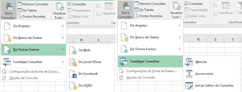Novas conexões Excel 2016