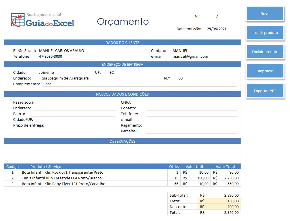planilha de vendas e estoque excel