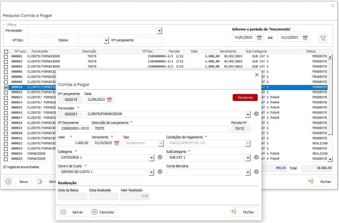 Planilha Contas a Pagar e Receber com Banco de Dados 4