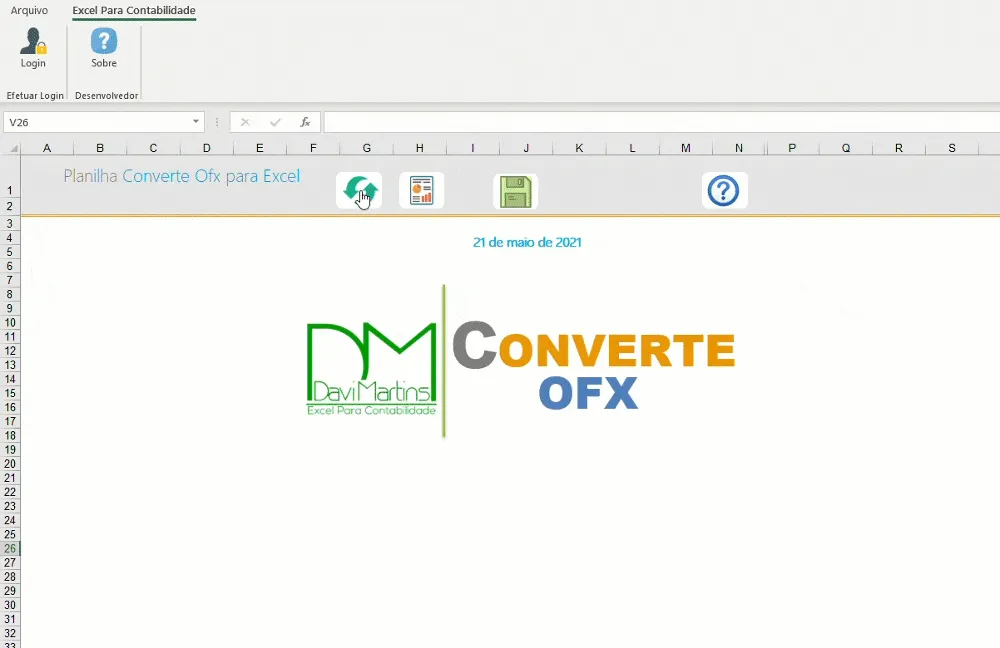 Planilha converter OFX para Excel