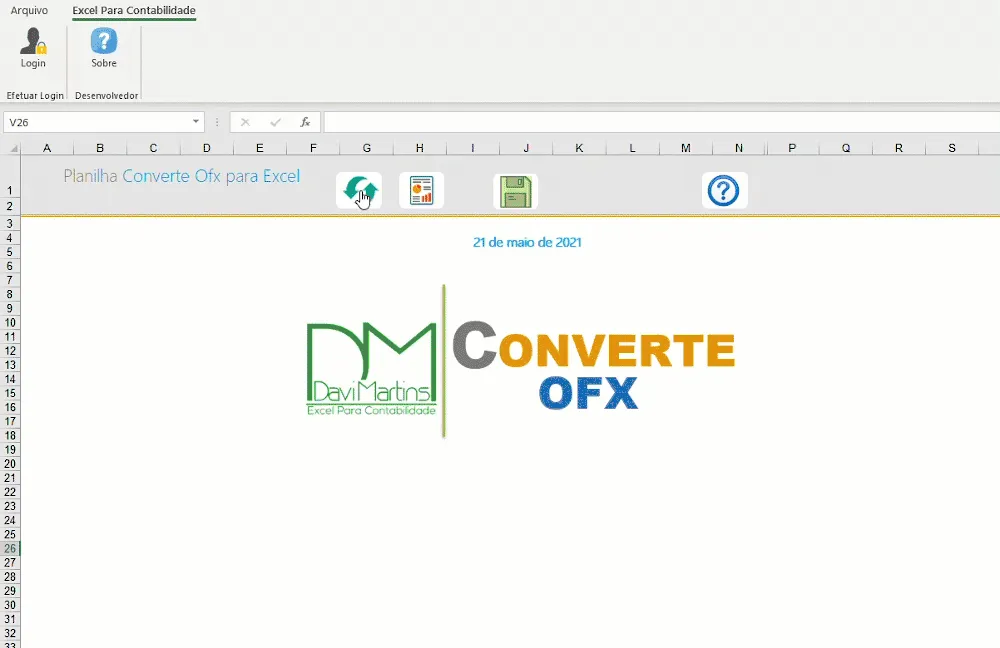 Planilha converter OFX para Excel