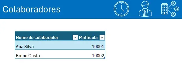 Planilha de banco de horas excel colaboradores 2