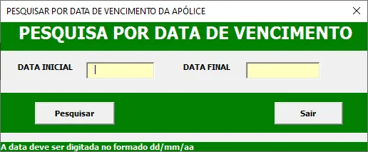 Planilha de cadastro de seguros
