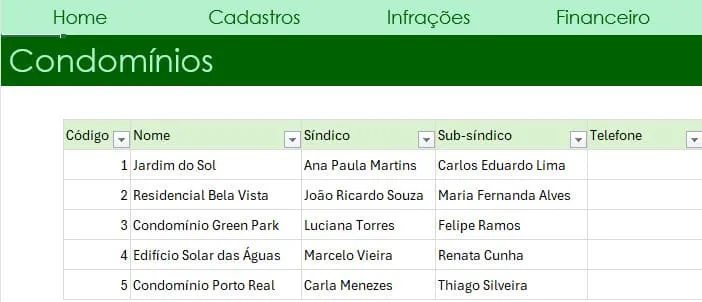 Planilha de condominios Excel gratis 2
