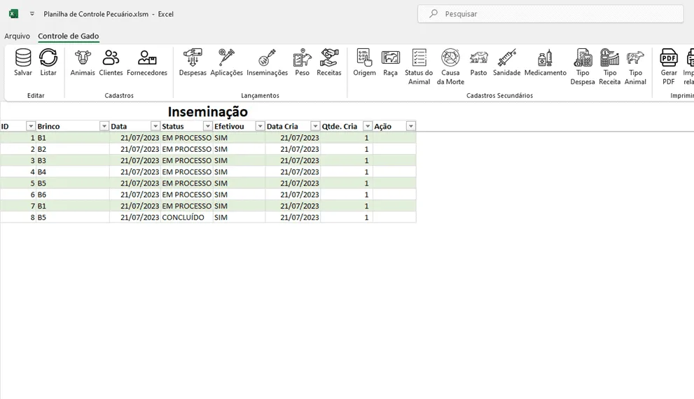 Planilha de Controle Bovino Excel 5