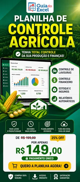 Planilha de Controle Agrícola Financeiro e Estoque Excel