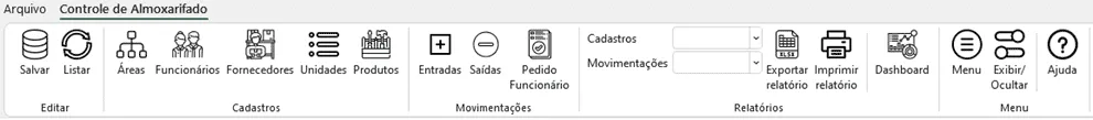planilha almoxarifado Excel 2