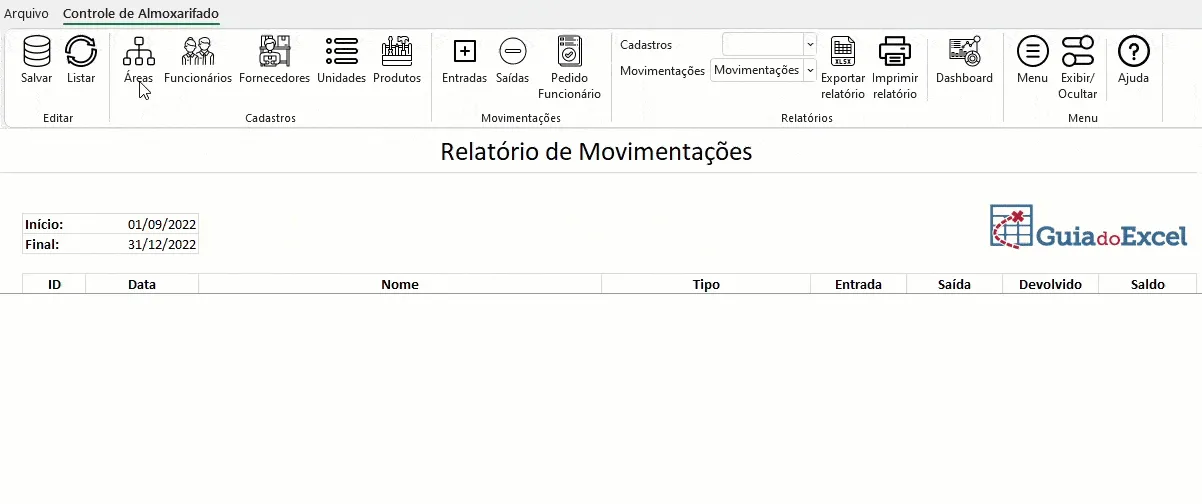 planilha almoxarifado Excel 4
