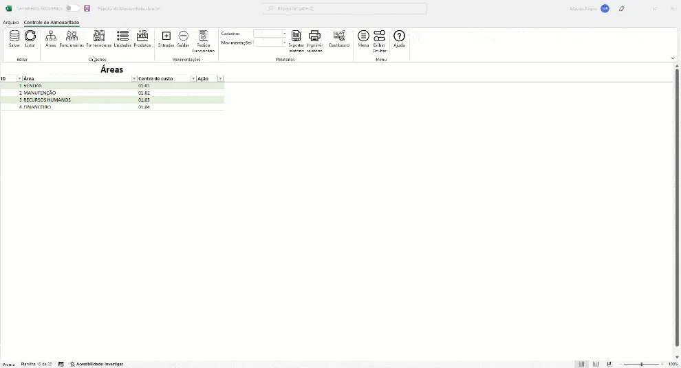planilha almoxarifado Excel 1