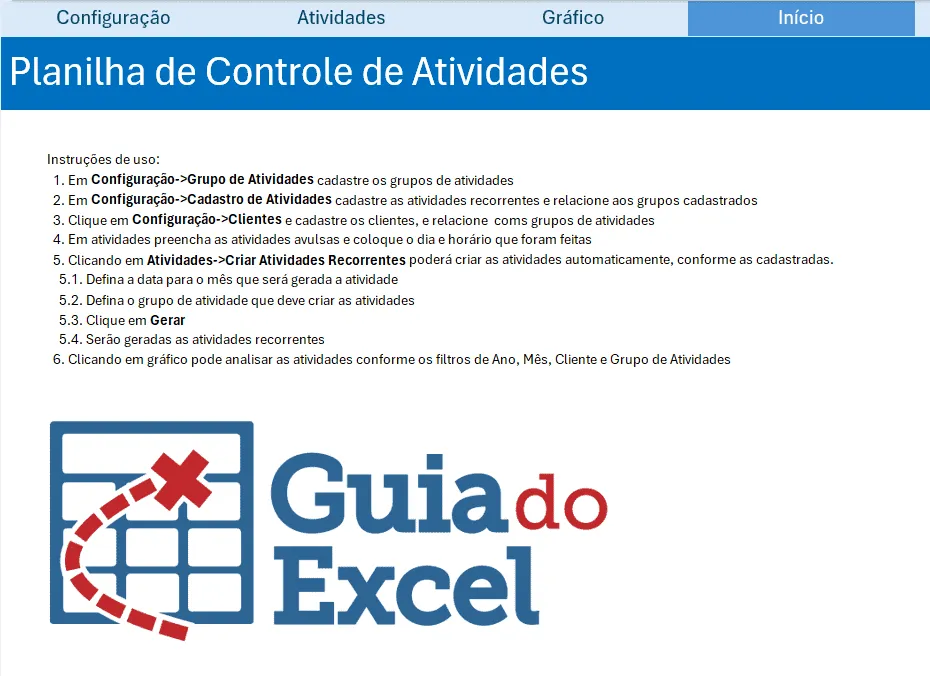 Planilha de Atividades Excel 1