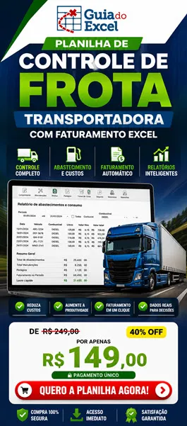 Planilha de controle de frota de veículos com Faturamento Transportadora Excel