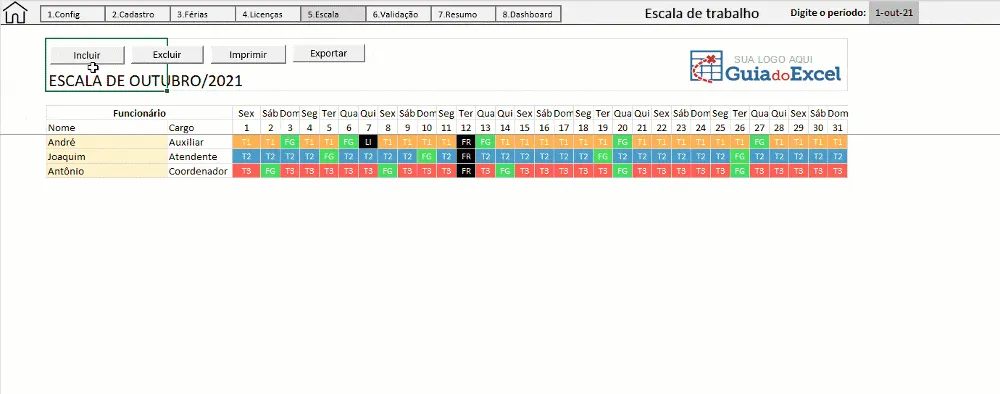 Planilha de escala de trabalho excel 3