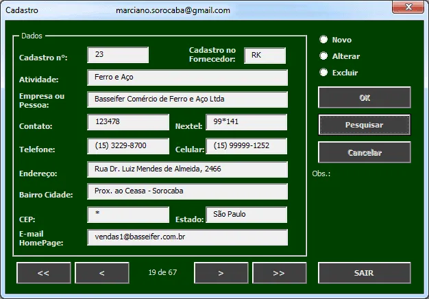 Planilha de fornecedores Excel - Cadastro de fornecedores Excel