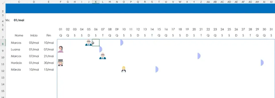 grafico de gantt com imagem excel