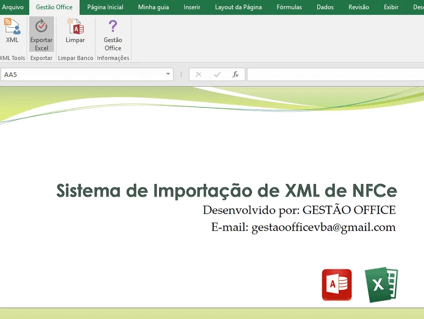 Planilha de importação de nfce