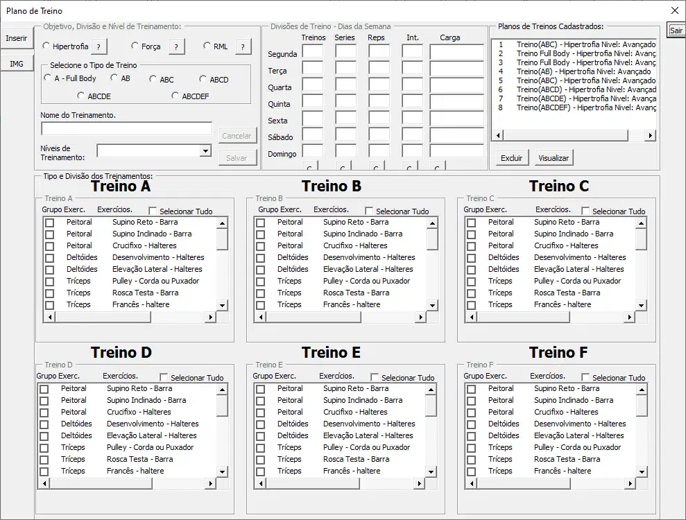 sistema personal trainer excel 2