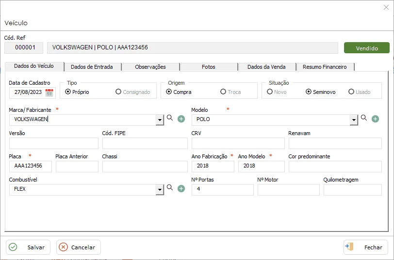 Planilha de Revenda de Veículos Excel com BD 1