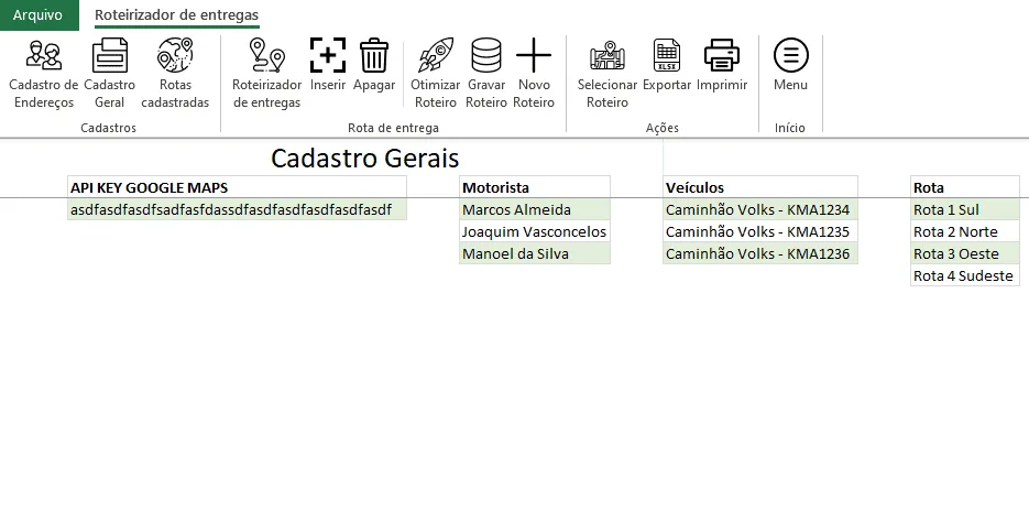 Planilha de Roteirização Automática Otimizada 2