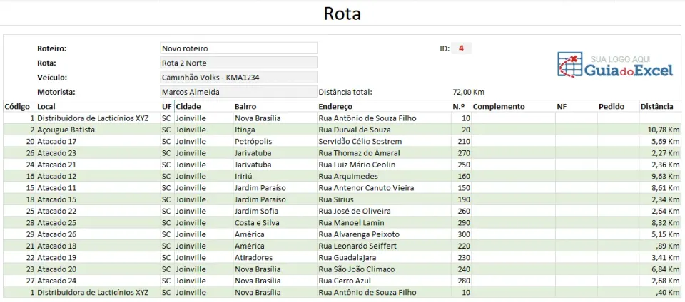 Planilha de Roteirização Automática Otimizada 5