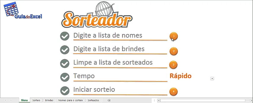 Planilha de sorteio de brindes Excel 1