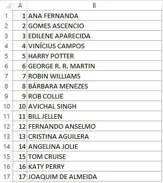 Planilha de sorteio de brindes Excel 2