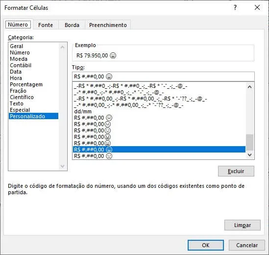 formatacao condicional emoji excel