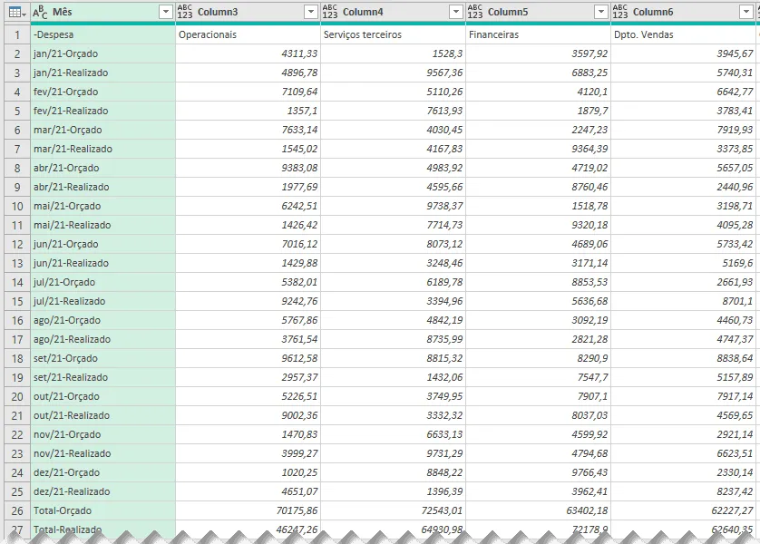 Planilha orçamento empresarial Excel 7