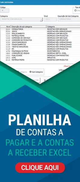 Planilha de Contas a Pagar e a Contas a Receber Excel BD e Controle de Acesso