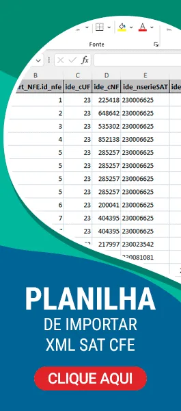 Planilha Excel Importar XML SAT CFe