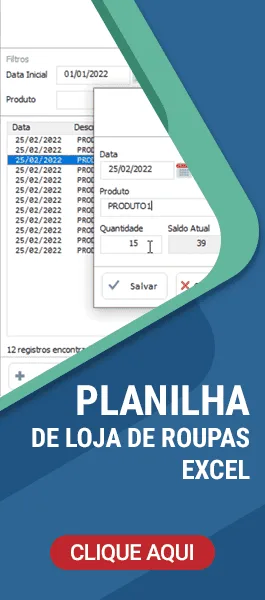 Planilha de Loja de Roupas Excel