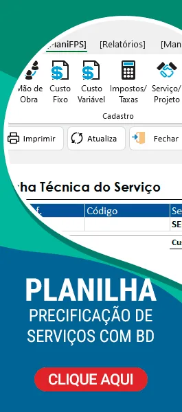 Planilha de Formação de Preços de Serviços com BD Excel