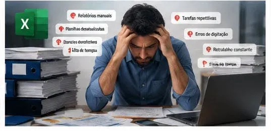 profissional sobrecarregado excel