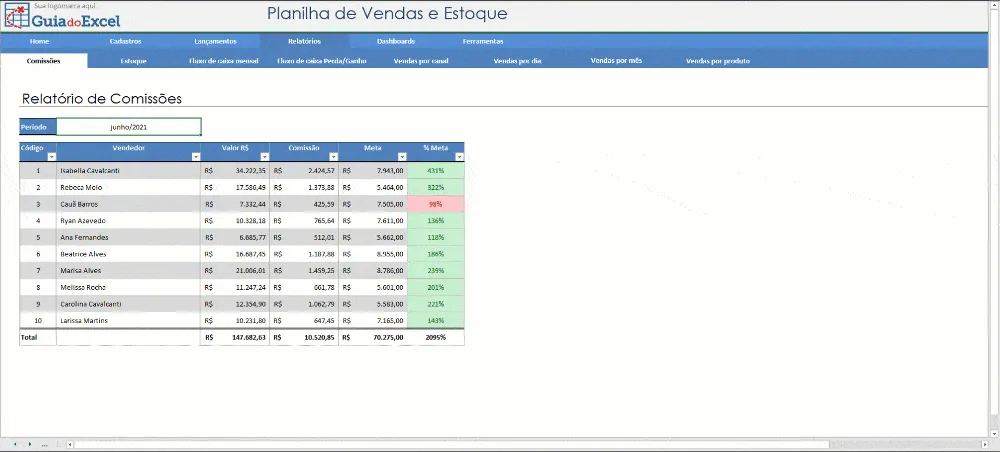 planilha de vendas e estoque excel