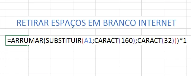 Remover espaços em branco Excel Internet