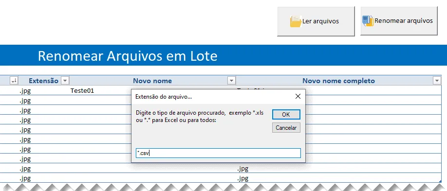 Renomear arquivos automaticamente VBA 2