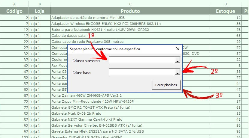 Separar planilhas automaticamente Excel VBA