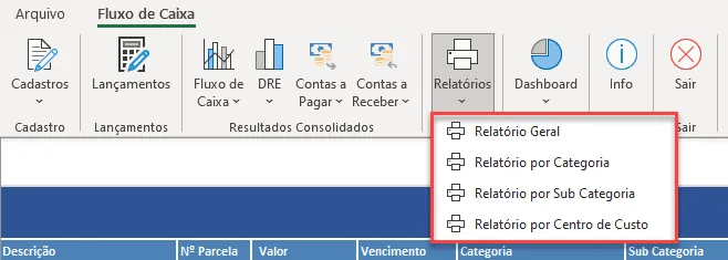Sistema de contas a pagar e a receber com fluxo de caixa 12 Relatórios