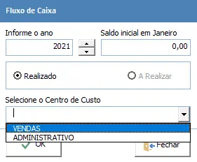 Sistema de contas a pagar e a receber com fluxo de caixa 6 Fluxo de caixa por centro de custo